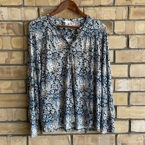Lucky Brand 1/2 Button Down Long Sleeve Blouse-M